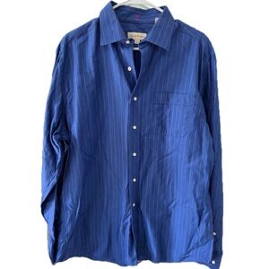 Tommy Bahama Men’s Cobalt Blue Pinstriped Long Sleeve Shirt